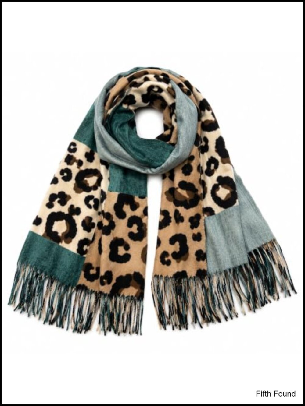 Oversized Leopard Print Scarf with Fringe Soft Plush Winter Shawl Wrap for Women